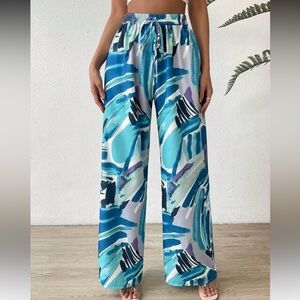 Abstract Blue Women's Pants